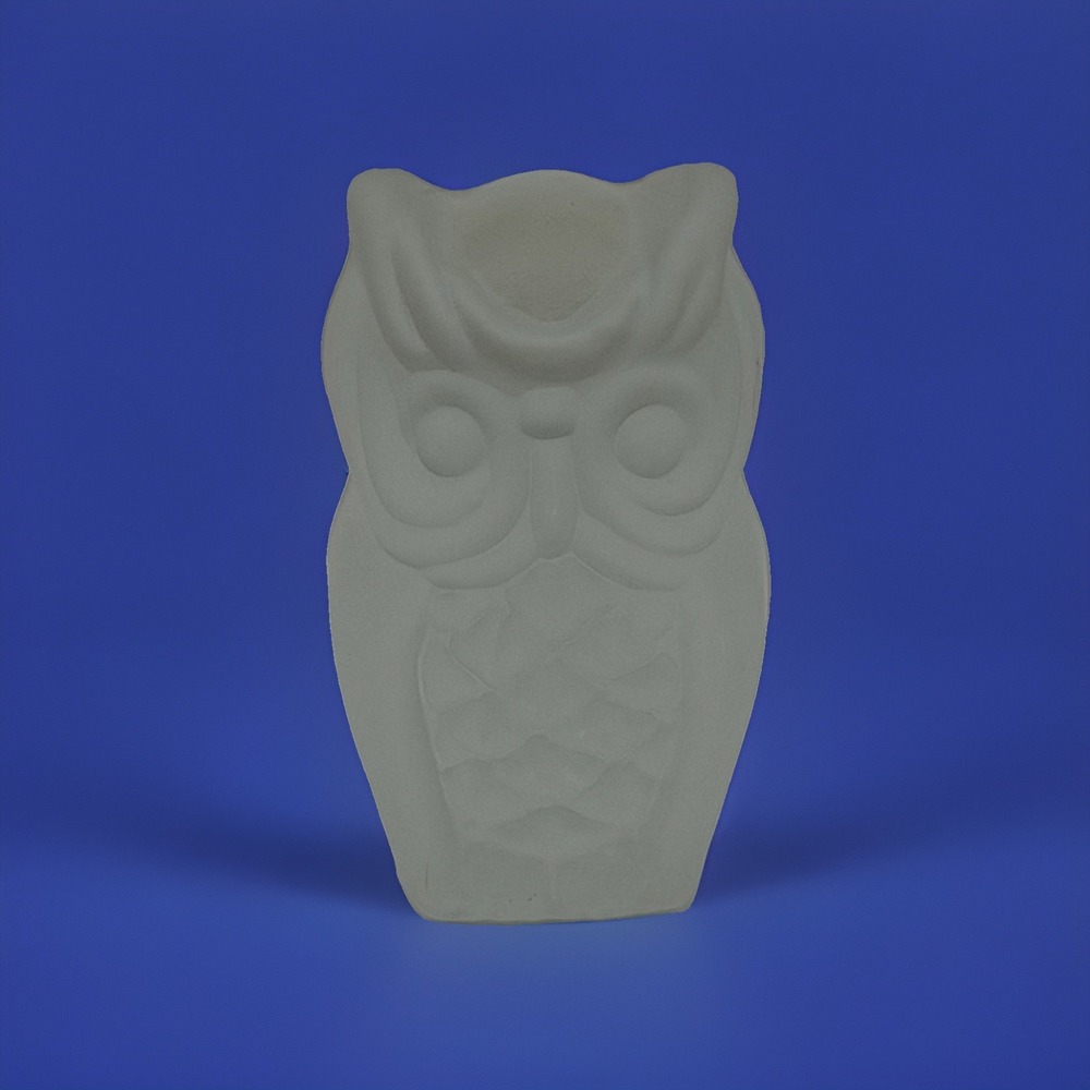 Vintage Viking Glass Owl Paperweight Figurine Frosted Art Glass Handmade Label